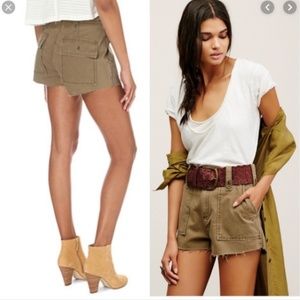 Free People Gunner Army Green High Rise Short